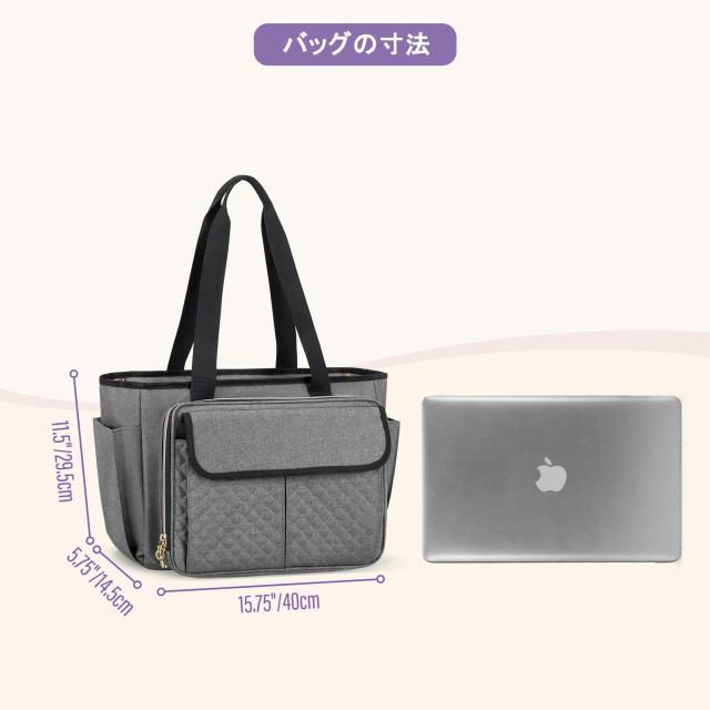 Luxja] 教師バッグ オフィストートバッグ ファイル仕切りポケット付き