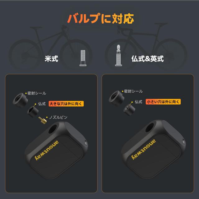 anoutway 気圧表示 自転車 空気入れ 携帯 電動ポンプ 携帯ポンプ 小型 電動空気入れ 全バルブ対応(米式仏式英—式）AT1 PRO_6