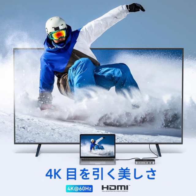 USB Cドッキングステーションtype cドッキングステーション hdmi 3つ 4K@60Hz MOKiN 16 in 1 トリプルモニター外部モニター 100W急速充電