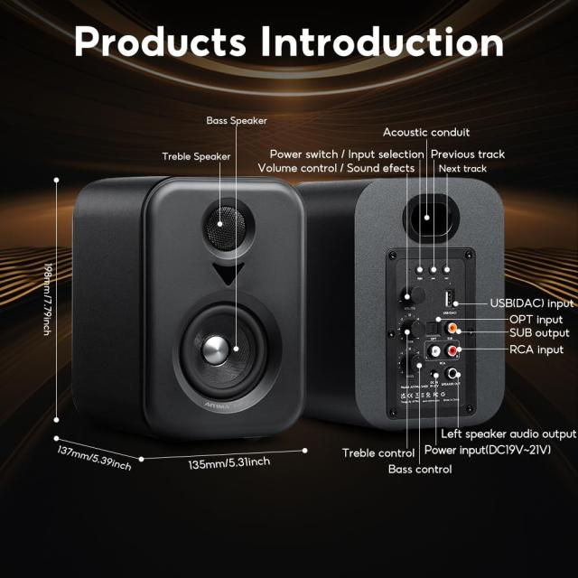 AIYIMA S400 【更新モデル 】100Wブックシェルフアクティブスピーカー