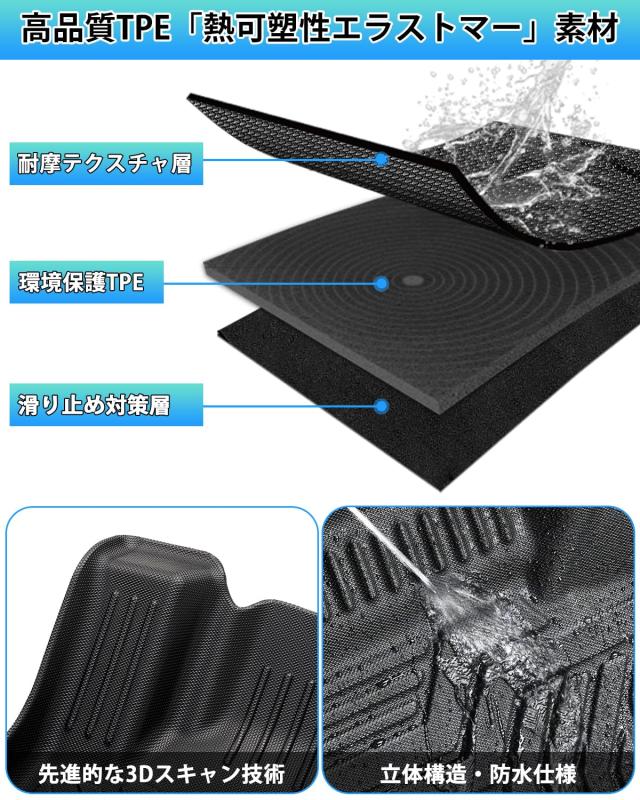 Cartist ニッサン 新型 ルークス 40系 ミツビシ デリカミニ フロアマット 立体カーマット 車用 3Dフロアマット ROOX B44A B45A B47A B48A_2