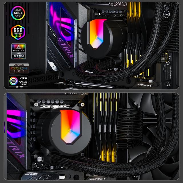 upHere 簡易水冷ARGB CPUクーラー 240mmラジエーター搭載 120mmPWMファン水冷システム cpu cooler aio LGA1700/AM5/AM4対応 ブラック【U2_2