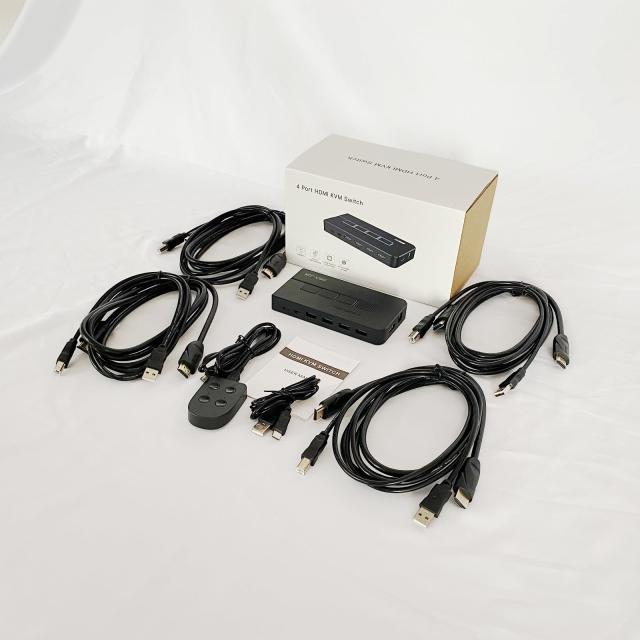 MT-VIKI HDMI KVMスイッチ 4ポート KVM USB 切替器 4入力1出力、HDMI KVM 切り替え器 4K 30Hz パソコン切替器 USB セレクター 電源不要_4
