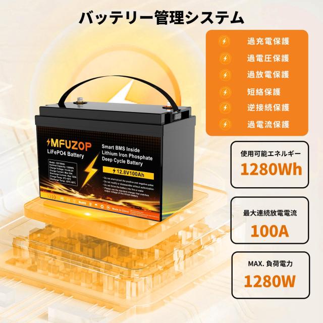 MFUZOP LiFePo4 Battery 12.8V 100Ah