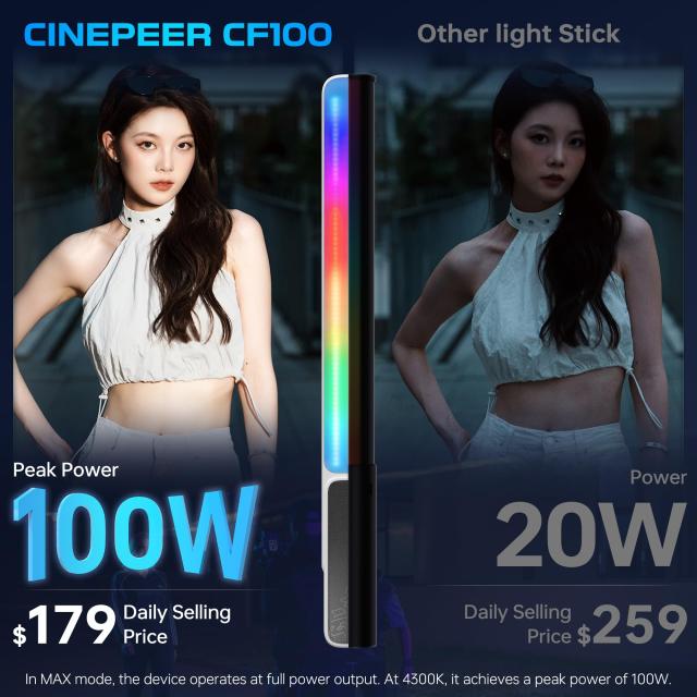 公式旗艦店]ZHIYUN CINEPEER CF100 100W LEDビデオライト スティック型