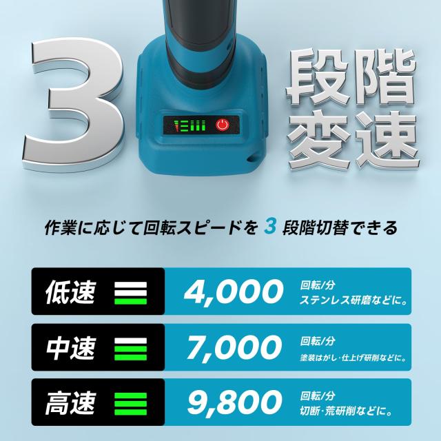 ディスクグラインダー 充電式 電動ラインダー 18V 125mm ブラシレス