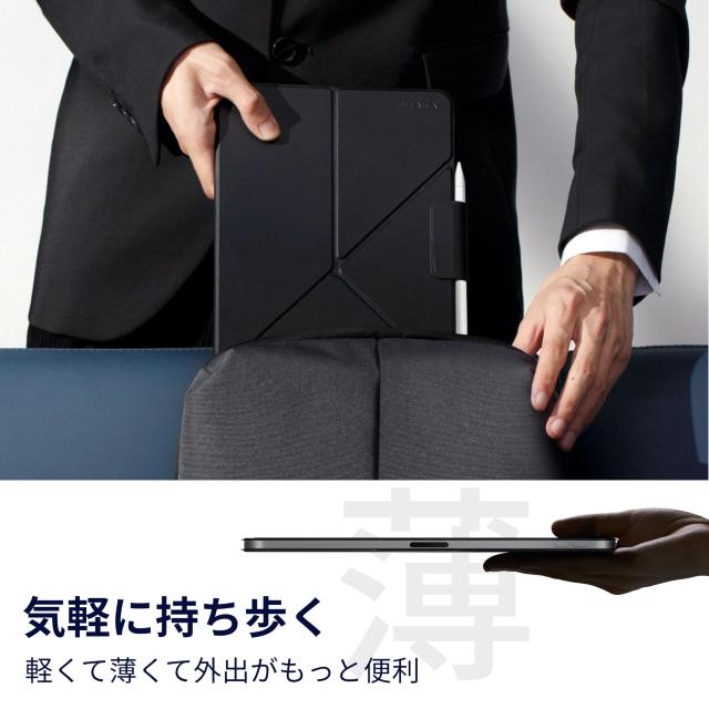 PITAKA iPad Air 13インチ ケース(M3/M2、2025/2024)、iPad Pro 12.9インチ 2018-2022 横置＆縦置 タブレットスタンド 磁気吸着 軽量 極_4