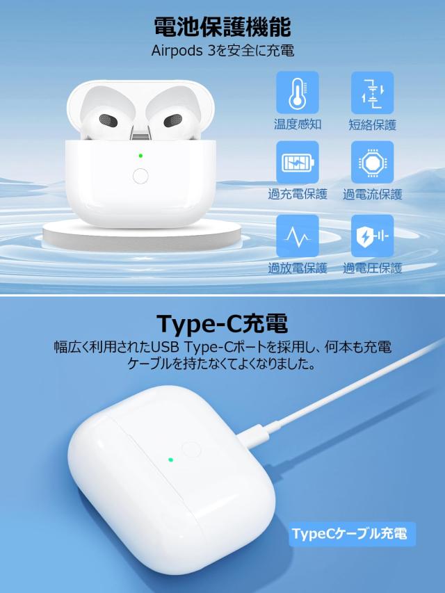 Mounno USB-C充電ケース、第3世代 Airpodsとの互換性あり Airpods 第3