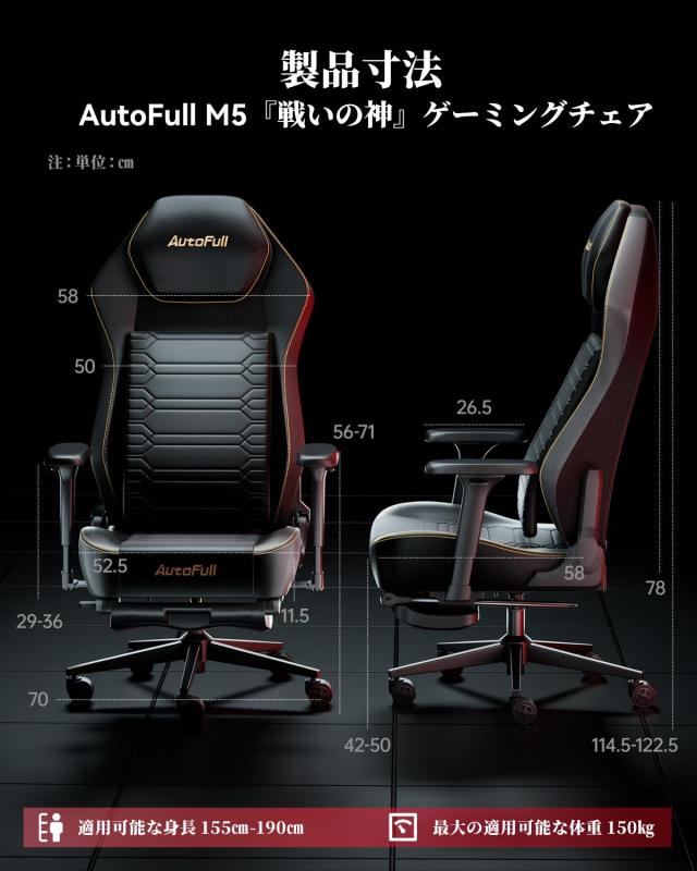AutoFull(ゲーミングチェア) AutoFull(オートフル)M5 ゲーミングチェア 背もたれの進化 幅広座面