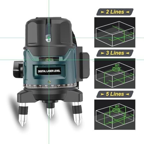 Tegatok 5ライン レーザー墨出し器 グリーンレーザー 水平器 レベル 緑レーザー墨出し器 グリーン水平器 墨出しレーザー フルライン、5線