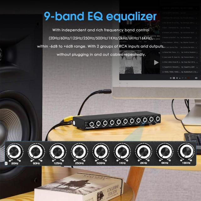 Nobsound HiFi 9バンドステレオEQプリアンプ アナログイコライザー オーディオプロセッサ ホーム/カー(EQ9)_1