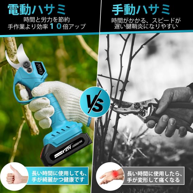【2024年新登場】Elikliv 高枝切りバサミ 電動 たかえだきりばさみ 電動剪定バサミ 一台2役 高枝切りバサミ 充電式剪定ばさみ ブラシレス_5