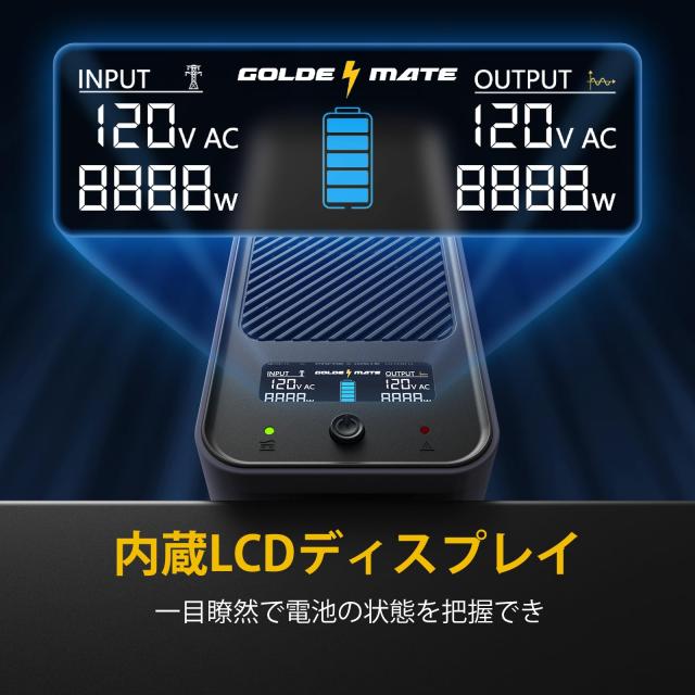 GOLDENMATE 無停電電源装置 UPS 1000VA Pro/800W リン酸鉄リチウムイオン電池採用 230Wh 常時商用給電 正弦波 ネットワーク機器 通信シス_6
