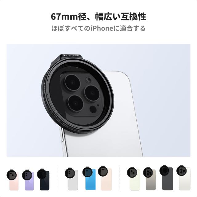 K＆F Concept スマホレンズ マグネット式 ND2-32可変フィルター+磁気 