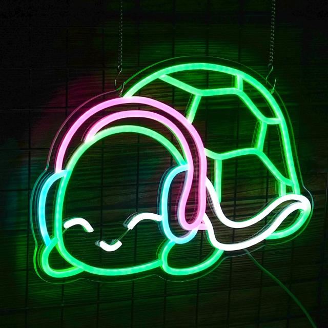 LEDネオンライト「悟」「亀」2点セット 約20cm 中華ネオン インテリア カメネオンサイン 緑 白い ピンク亀ネオンライト かわいいウォール