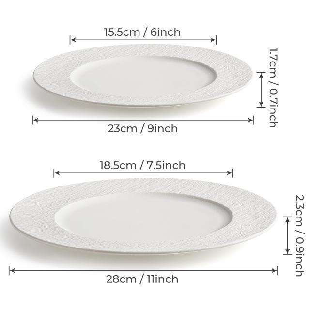 MIAMIO - 28 cm、4枚セットディナープレート / セラミックプレートセット、食器セット - モダンプレート、電子レンジおよび食器洗い機対_1