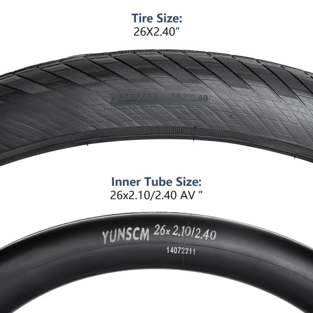 YunSCM 2本セット,26 2.40 タイヤ,26x2.40 60-559 自転車タイヤ + 26x2.10/2.40 チューブ 肉厚 米式バルブ32mm+タイヤレバー,適用 26イン