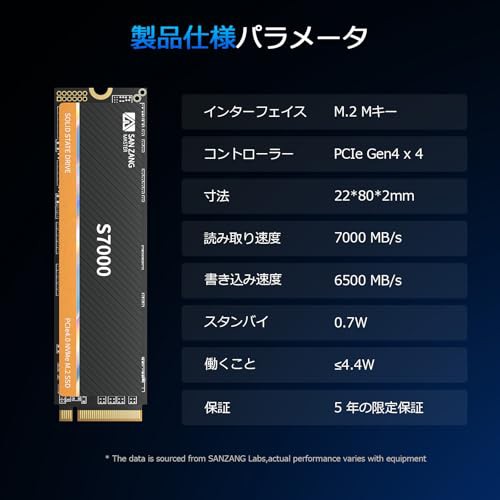 SANZANG MASTER S7000 SSD 1TB NVMe M.2 PCIe Gen 4x4、M.2 2280