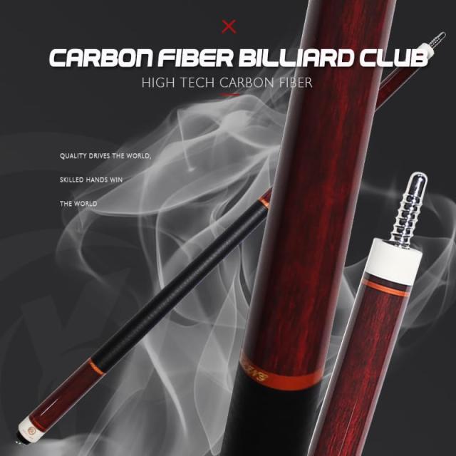 ビリヤード キュー OKHEALING 58インチ19oz 1/2 ジョイント カーボンファイバープール キュースティック 11.8mm キューチップ (Play Cue)