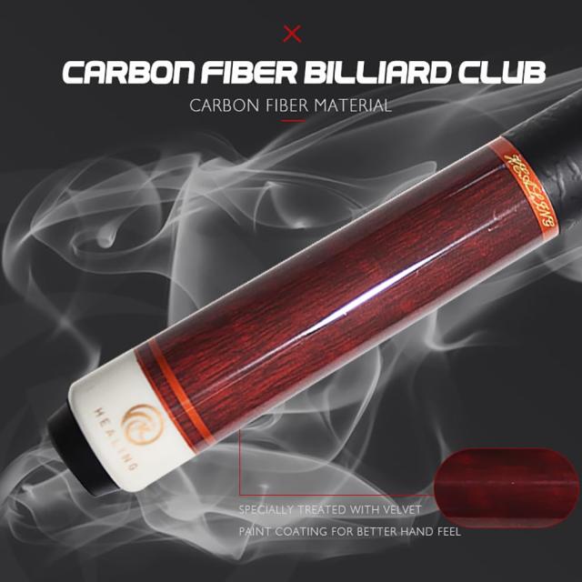 ビリヤード キュー OKHEALING 58インチ19oz 1/2 ジョイント カーボンファイバープール キュースティック 11.8mm キューチップ (Play Cue)