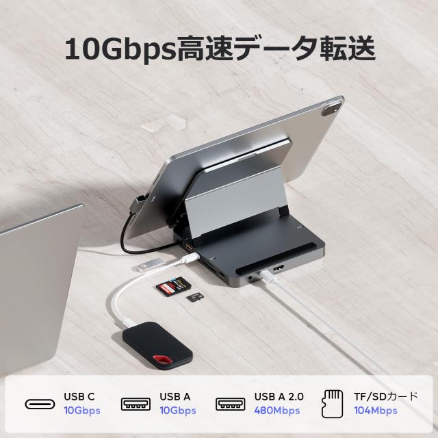 PULWTOP 9 in 1 iPad ドッキングステーション USB-C ハブ iPad用