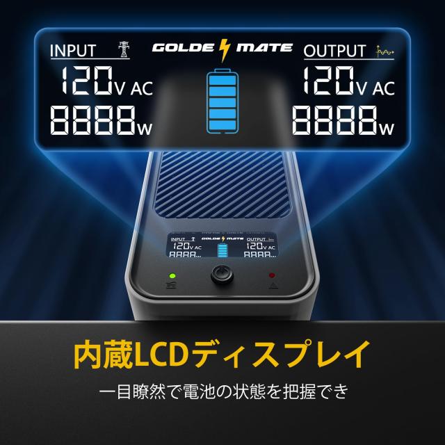 GOLDENMATE 無停電電源装置 UPS 1000VA Pro/800W リン酸鉄リチウムイオン電池搭載 230Wh 常時商用給電 正弦波 ネットワーク機器 通信シス_8