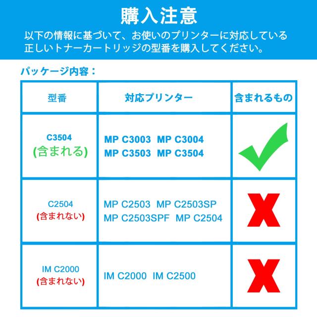LCL RICOH用 リコー 用 imagio MP トナー C3003 C3503 C3504 増量 ４色セット 対応機種：imagio MP C3003/MP C3004/MP C3503/MP C3504_1