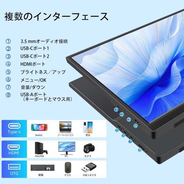 16インチタッチパネルモニター モバイルモニター フルHD 1920×1200P IPSディスプレイ USB-C HDMI デュアルスピーカー付き ノートパソコの通販は