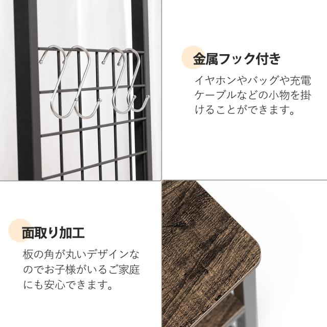 DEWEL 水槽台 幅90cm 水槽棚 水槽スタンド 90cm水槽用 組立式水槽台 ラック ウッドデコスタンド 三段式 中棚板高さ調整 フック付き 総耐_5