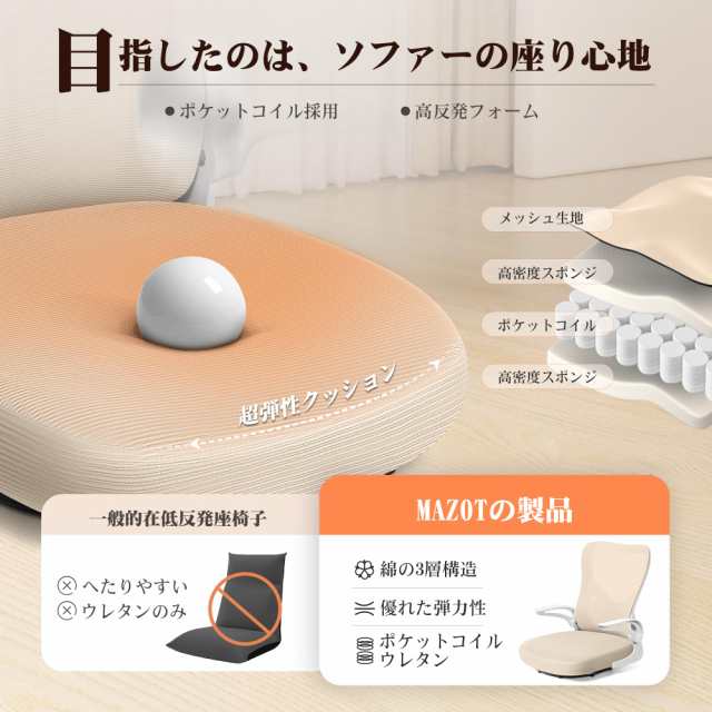 MAZOT 座椅子 回転座椅子 360度回転 疲れない デスクチェア 疲れない 通気性 椅子 メッシュ 和室オフィスチェア 人間工学 腰痛対策 10分の通販は