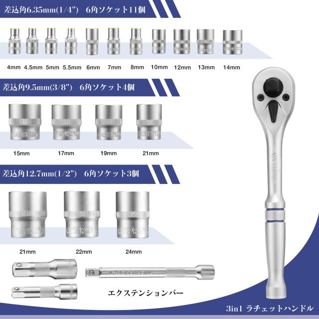 WORKPRO ソケットレンチセット 差込角12.7mm 32点セッ WORKPRO