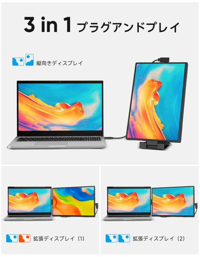 SPLAY 360°回転 1画面 デュアルディスプレイ Dopesplay 360°回転 1画面 デュアルディスプレイ 14~17.3インチ ダブル
