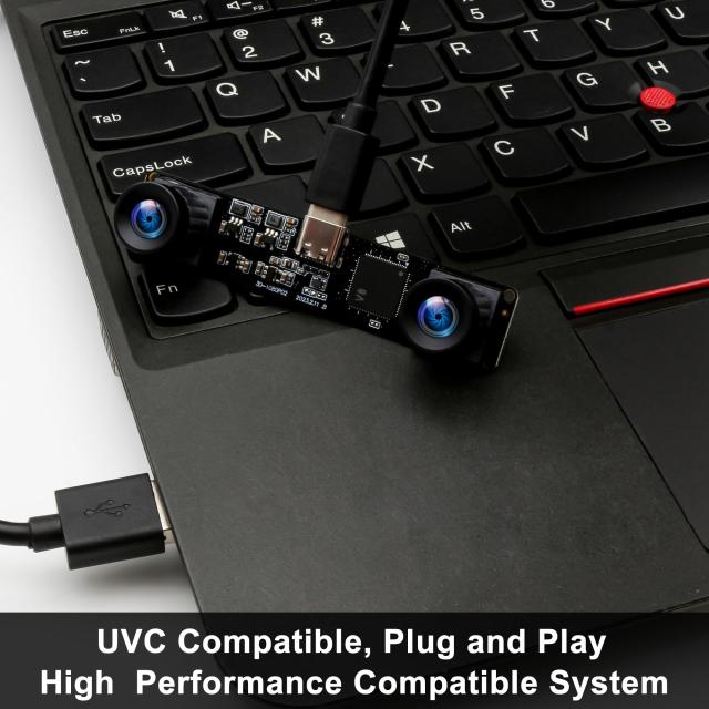 ELP 60fps 3Dステレオ同期USBカメラモジュール4MP 85度歪みなし