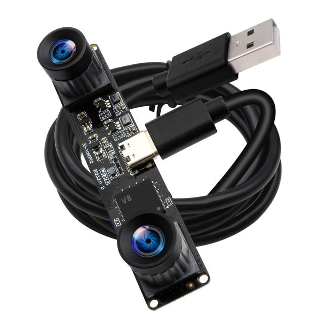 ELP 60fps 3Dステレオ同期USBカメラモジュール4MP 85度歪みなし