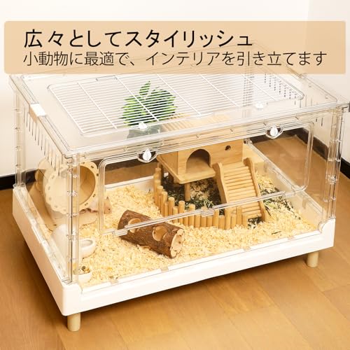 新品 Ruexueの大型ハムスターケージ、ハムスターの二階建て大別荘完全