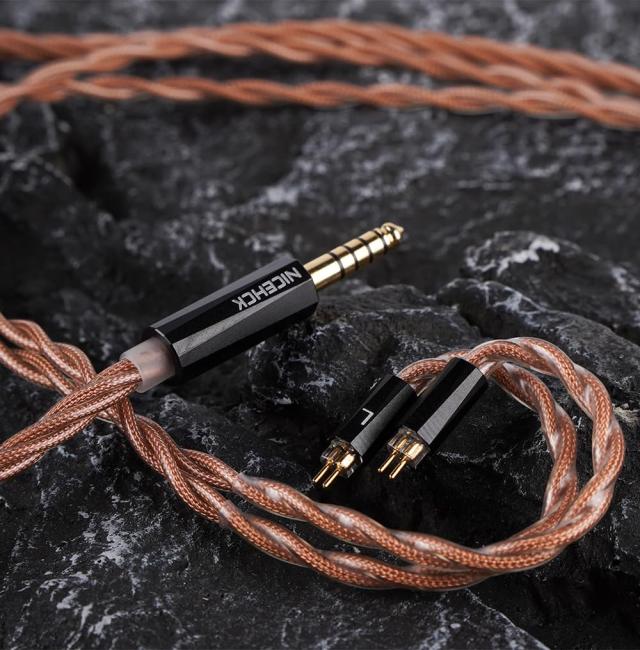 NICEHCK OurOasis イヤホンリケーブル MMCX 4.4mm 古河銅と6N 無酸素銅OFCミックス ブラウン hifiリケーブル 交換用 アップグレードケー