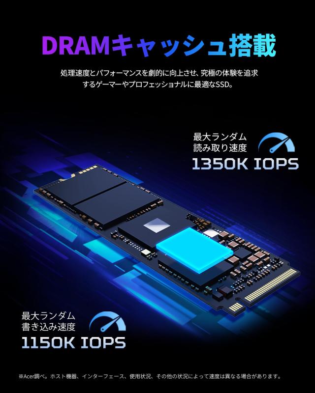 Acer Predator GM7000 ヒートシンクモデル M.2 SSD 4TB PS5/PS5 Pro動作確認済み DRAMキャッシュ搭載 NVMe 2280 PCIe Gen4×4 超高速(最_3