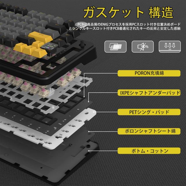 ATTACK SHARK X85Pro ゲーミングキーボード ワイヤレスキーボード キーボード bluetooth ワイヤレス 無線 ブルーベリースイッチ ガスケッ_5