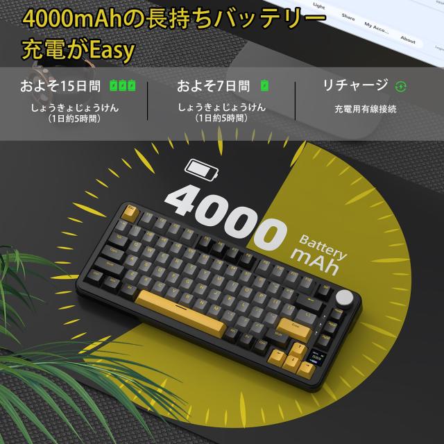 ATTACK SHARK X85Pro ゲーミングキーボード ワイヤレスキーボード キーボード bluetooth ワイヤレス 無線 ブルーベリースイッチ ガスケッ_7