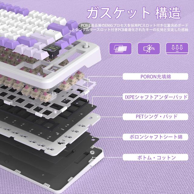 ATTACK SHARK X85Pro ゲーミングメカニカルキーボード ブルーベリースイッチ ガスケットマウント リニア PBTキーキャップOEMカスタマイズ_5