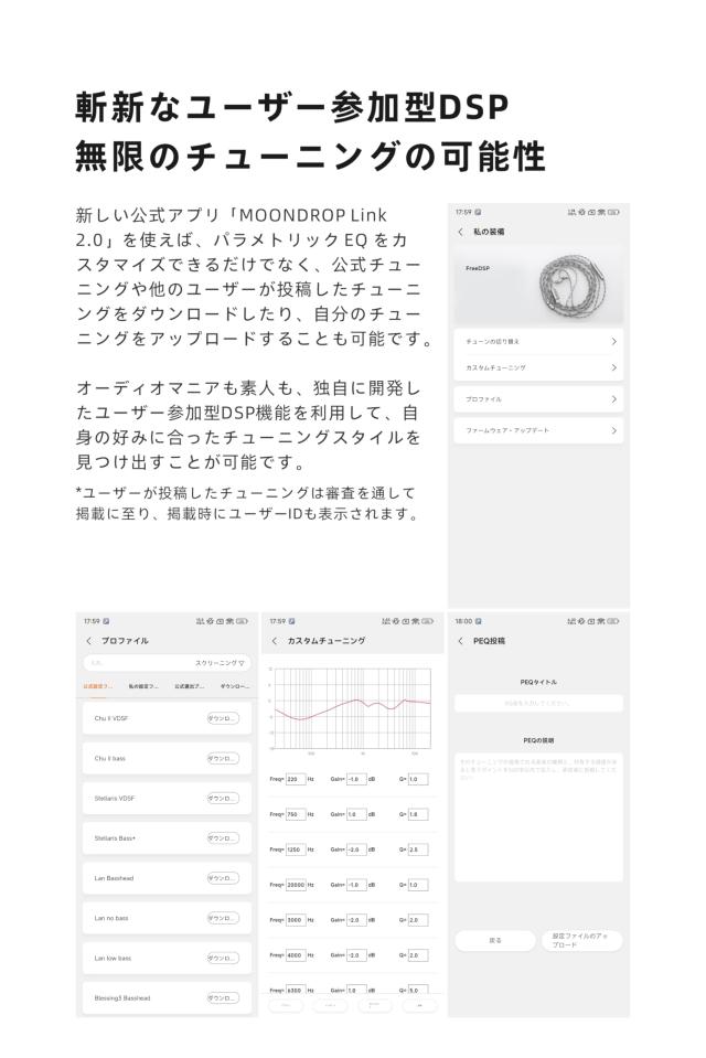 水月雨 Moondrop Free DSP USB-C対応 イヤホン アップグレードケーブル フルバランス出力 高性能マイク搭載 0.78mm 2Pinコネクタ採用