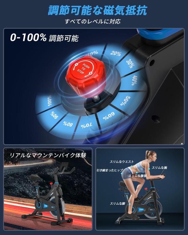 最新のアップグレード版】DMASUN エアロバイク 家庭用 静音 スピン