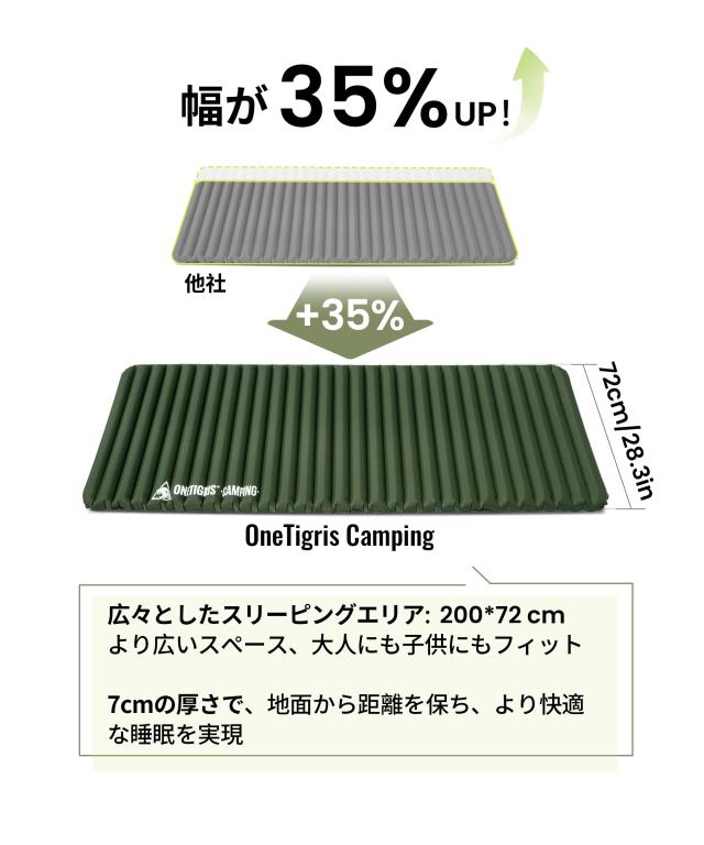 OneTigris JADE エアーマット 【寝心地良い・広いスリーピングエリア