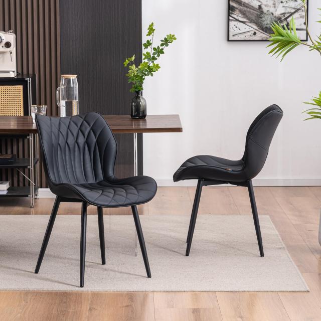 ダイニングチェア レザー 食卓椅子 北欧 リビングチェアブラック　4脚セット ダイニングチェア レザー 食卓椅子 北欧 リビングチェアブラック
