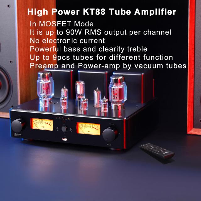 Juson Audio FTA88 180W KT88 バルブチューブアンプ クラスA HIFI真空アンプ BT 5.0 Mosfet シングルエンドデュアルモードリモートaptX-H_5
