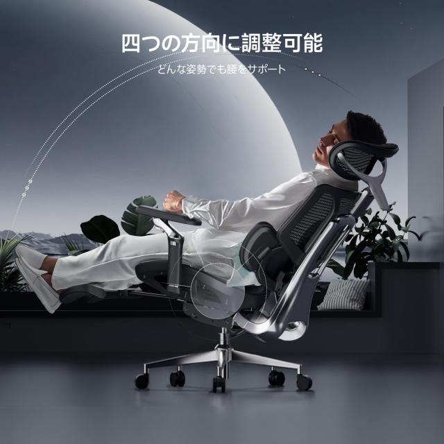Hbada E3 Ultraオフィスチェア 椅子 デスクチェ 人間工学 チェア テレワーク 疲れない 人体工学椅 メッシュチェア T字背もたれ 3ゾーンラ_5
