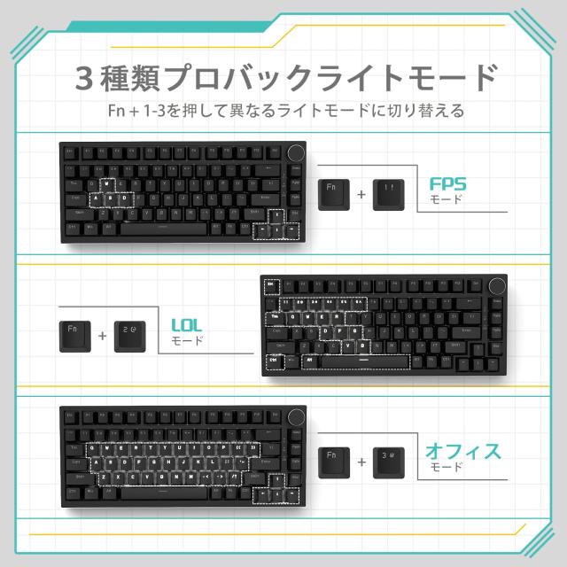 ATTACK SHARK x AJAZZ AK820 ゲーミングキーボード 有線USB-C テンキー