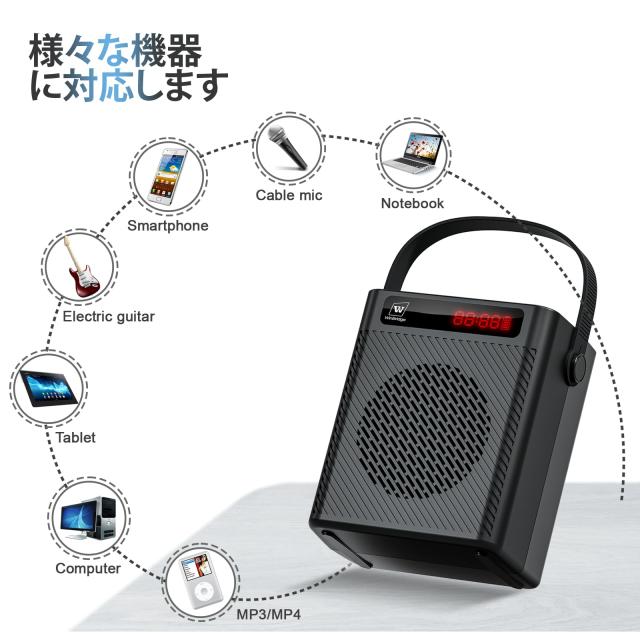 WinBridge ポータブル拡声器 40W スピーカーセット PAシステム ヘッド