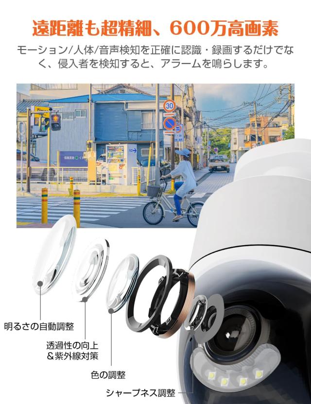 2024年新機種】 AESTIQUO 600万高画素 防犯カメラ 屋外 監視カメラ
