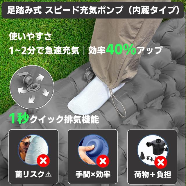 CellBeat 強化版】エアーマット キャンプ マット ダブル 足踏み式